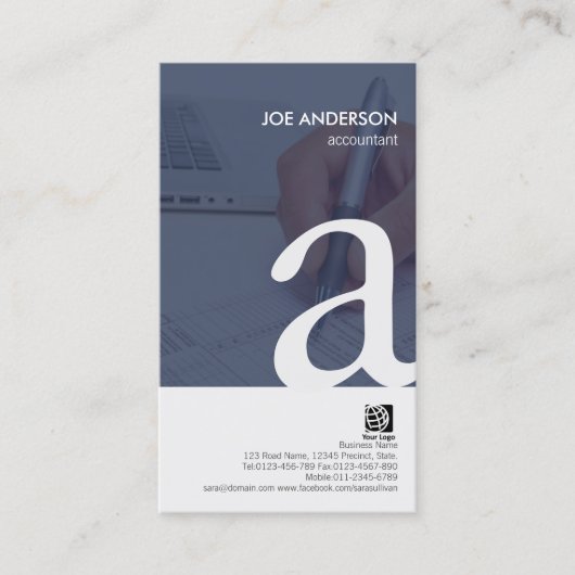 Accountant Paperwork Bold Monogram Visitekaartje (Voorkant)