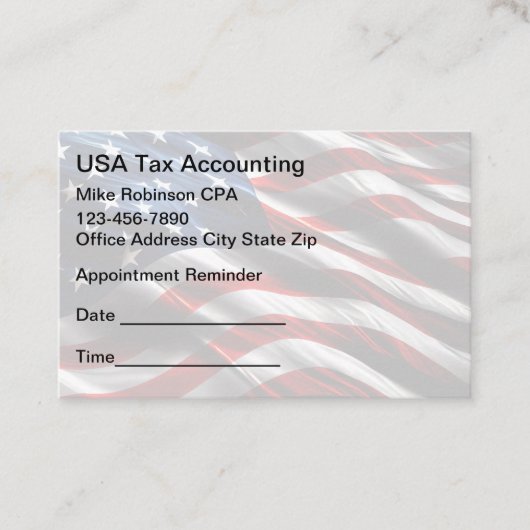 Accountant Patriotic Appointment Reminder  Afsprakenkaartje (Voorkant)