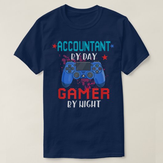 Accountant per dag gamer per avond-taak Pride Vide T-shirt (Design voorkant)
