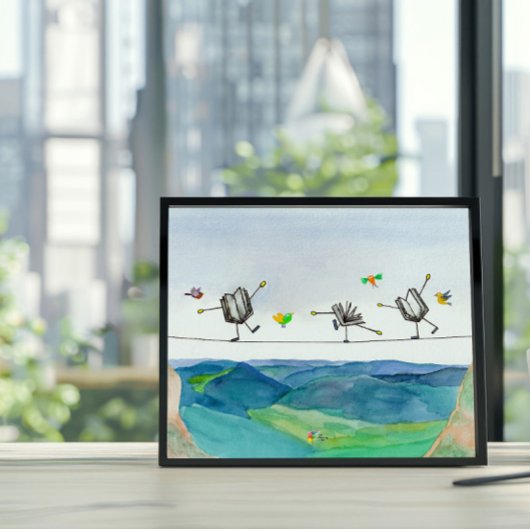 Accountant Poster Art Tightrope Book Balancing