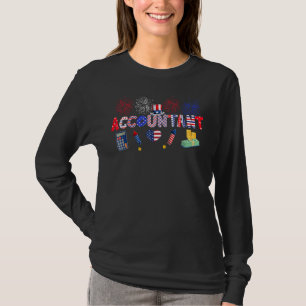 Accountant Proud American Flag Fireworks Happy 4e T-shirt