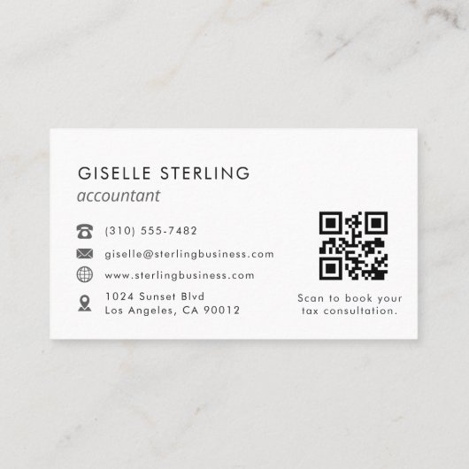 Accountant QR Code Luxury Black Elegant Visitekaartje (Achterkant)