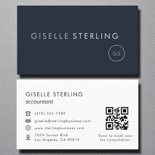 Accountant QR Code Marine Blauw Modern Elegant Visitekaartje