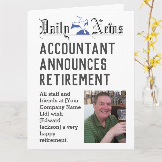 Accountant Retirement Kaart om te personaliseren (Gele Bloem)