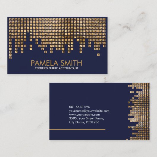Accountant Services - Gold Numbers patroon Visitekaartje (Voorkant / Achterkant)