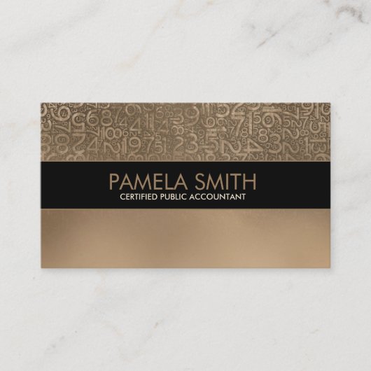 Accountant Services - Gold Numbers Pattern Visitekaartje (Voorkant)