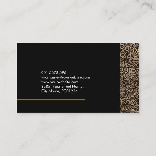 Accountant Services - Gold Numbers Pattern Visitekaartje (Achterkant)