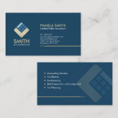 Accountant Services - Indigo Blue en Beige Visitekaartje (Voorkant / Achterkant)