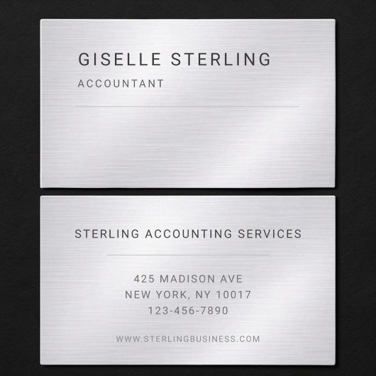 Accountant Silver Metallic Professional Visitekaartje