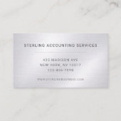 Accountant Silver Metallic Professional Visitekaartje (Achterkant)