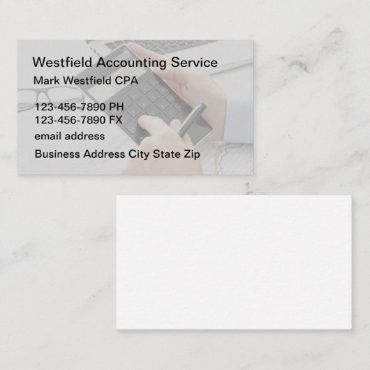 Accountant Simple Business Card-template Visitekaartje (Voorkant / Achterkant)
