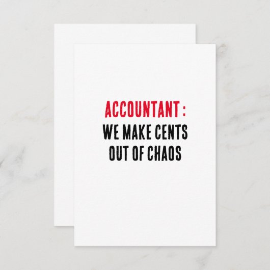 Accountant We maken centen uit chaos Bedankkaart (Voorkant / Achterkant)