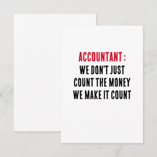 Accountant We tellen niet alleen het geld, we make Bedankkaart (Voorkant / Achterkant)
