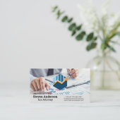 Accountant werkt aan financiën visitekaartje (Staand voorkant)