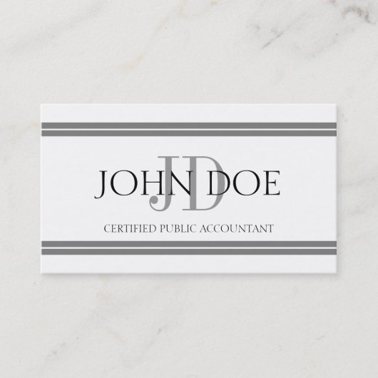 Accountant White Silver Stripes Visitekaartje (Voorkant)