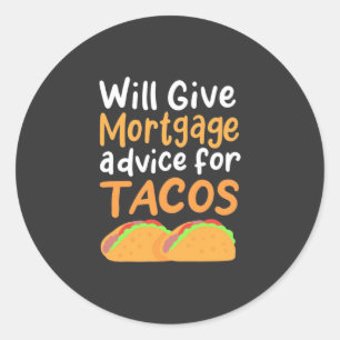 Accountant zal hypothecair advies geven over taco' ronde sticker