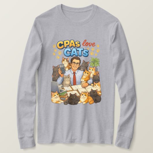 Accountants houden van katten t-shirt (Design voorkant)