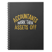 Accountants werken hun bedrijfsmiddelen uit notitieboek (Voorkant)