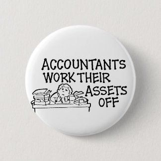 Accountants werken hun bedrijfsmiddelen uit ronde button 5,7 cm