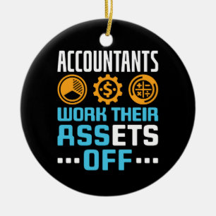 Accountants werken met hun middelen van grappige C Keramisch Ornament