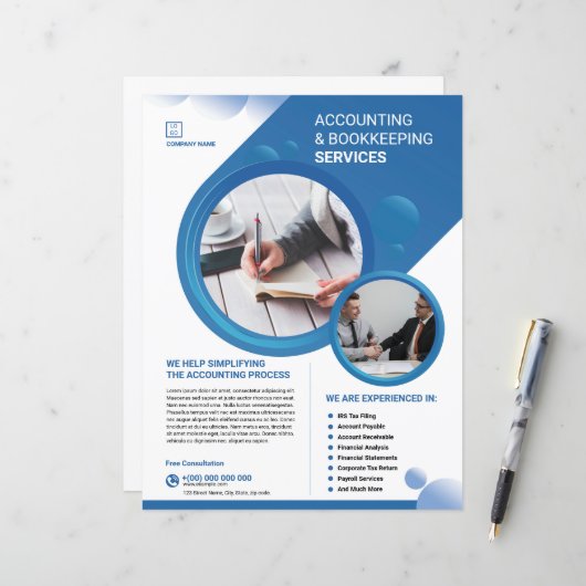 Accounting and Bookkeeping Service Flyer Template (Voorkant / Achterkant in situ)