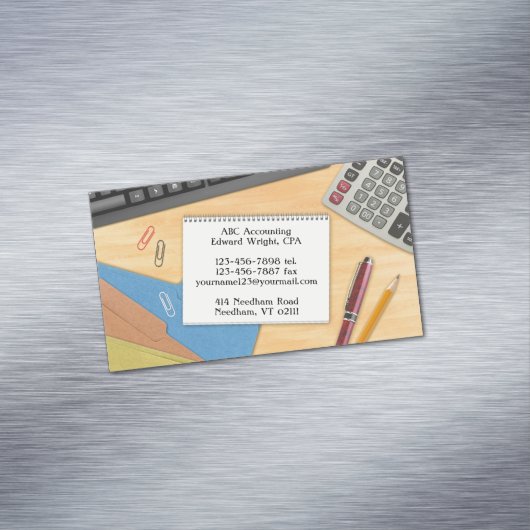 Accounting Kantoor Desk Magnetisch Visitekaartje (Voorbeeld)