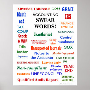 ACCOUNTING SWEAR WORDS Finance Office Humor Poster