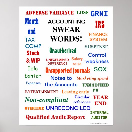 ACCOUNTING SWEAR WORDS Finance Office Humor Poster (Voorkant)
