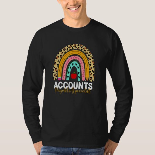Accounts Payable Specialist Leopard Rainbow Accoun T-shirt (Voorkant)