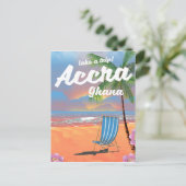 Accra Ghana strand reisposter Briefkaart (Staand voorkant)
