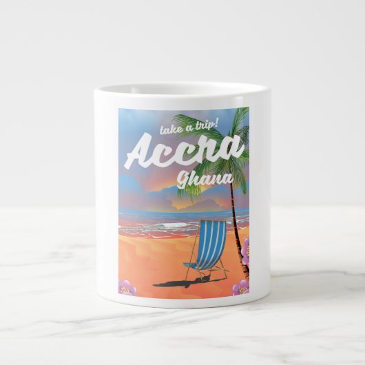 Accra Ghana strand reisposter Grote Koffiekop (Voorkant)