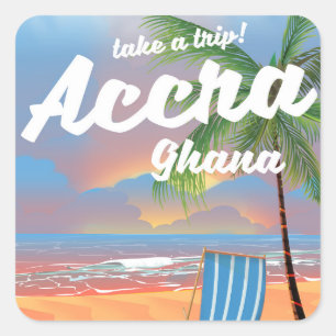 Accra Ghana strand reisposter Vierkante Sticker