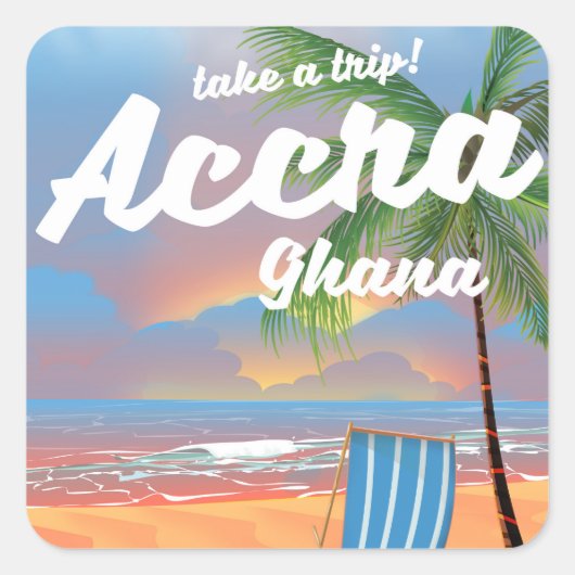 Accra Ghana strand reisposter Vierkante Sticker (Voorkant)