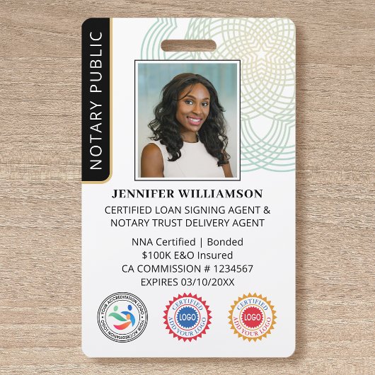 Accreditatie Notaris Openbare foto QR Code ID Zwar Badge