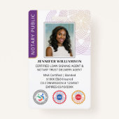 Accreditatie Notaris Openbare Foto QR Code Paarse Badge (Voorkant)