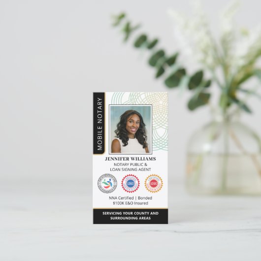 Accreditatie Notaris Openbare foto QR Code Zwart Visitekaartje (Staand voorkant)