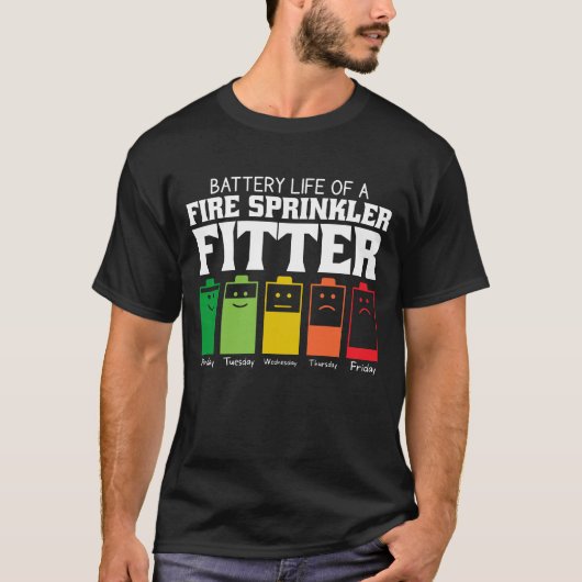 Accuduur van een brandsproeier-fitter t-shirt (Voorkant)