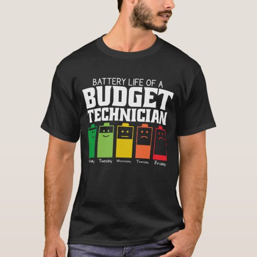 Accuduur van een budgettechnicus t-shirt (Voorkant)