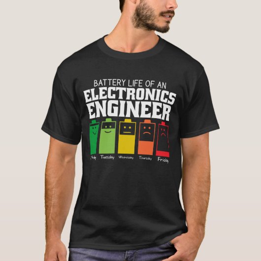 Accuduur van een elektronica ingenieur t-shirt (Voorkant)