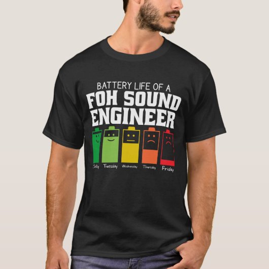Accuduur van een foh Sound Engineer T-shirt (Voorkant)