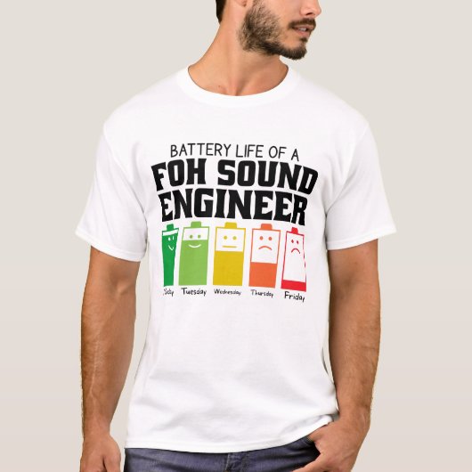 Accuduur van een foh Sound Engineer T-shirt (Voorkant)