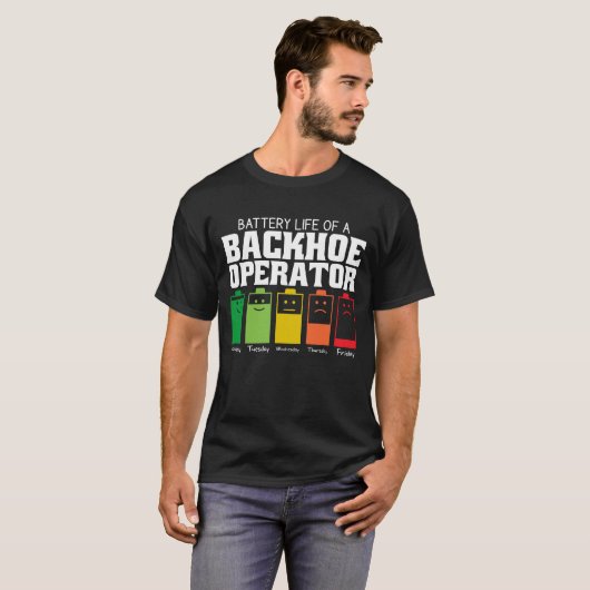 Accuduur van een graafmachine t-shirt (Voorkant volledig)