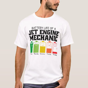 Accuduur van een JET-engine-mechanisme T-shirt