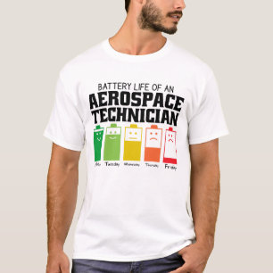 Accuduur van een ruimtevaarttechnicus t-shirt