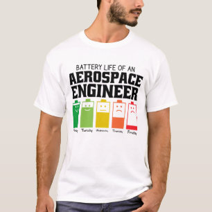 Accuduur van een ruimtevaarttechnicus t-shirt