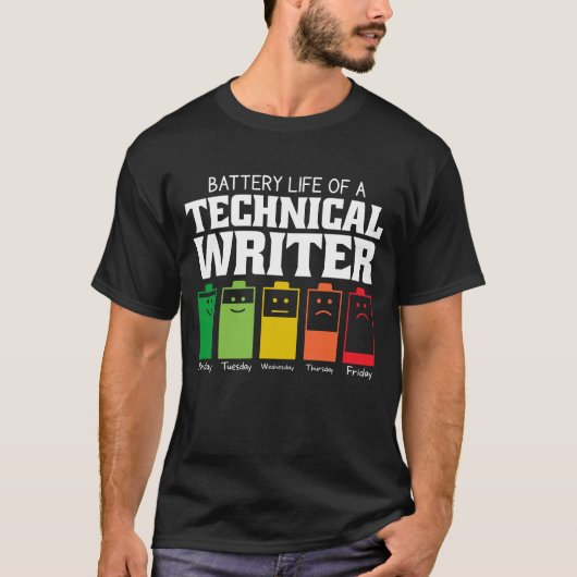 Accuduur van een technisch schrijver t-shirt (Voorkant)