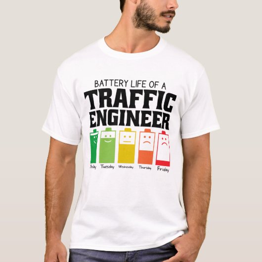 Accuduur van een verkeersingenieur t-shirt (Voorkant)