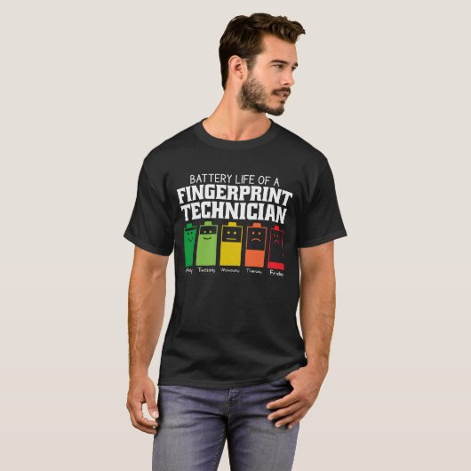 Accuduur van een vingerafdruktechnicus t-shirt (Voorkant volledig)