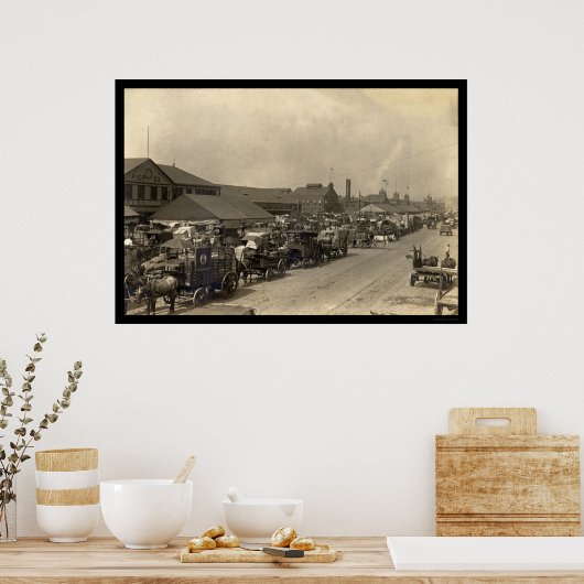 Accumulerende voedselladingen in New York 1916 Poster (Keuken)