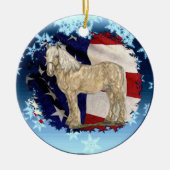 ACDHA Cream Horse-kerstversiering Keramisch Ornament (Voorkant)